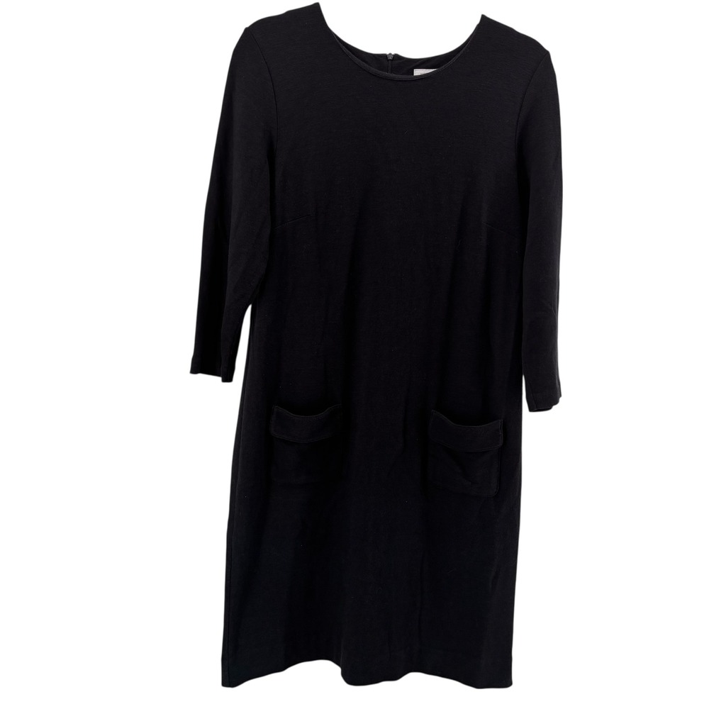 J‎ Jill Ponte Knit Black 3/4 Sleeve Pocket Dress  Size S
